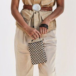 Clare V. Poche Black Woven Checker